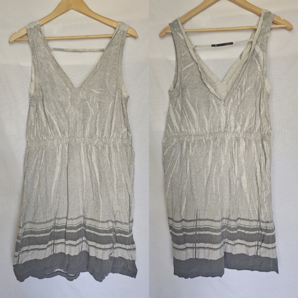 Diesel Dress Tank Vneck Cotton Blend Gray White Small S Y2K Stripe‎ Hem Tie Dye
